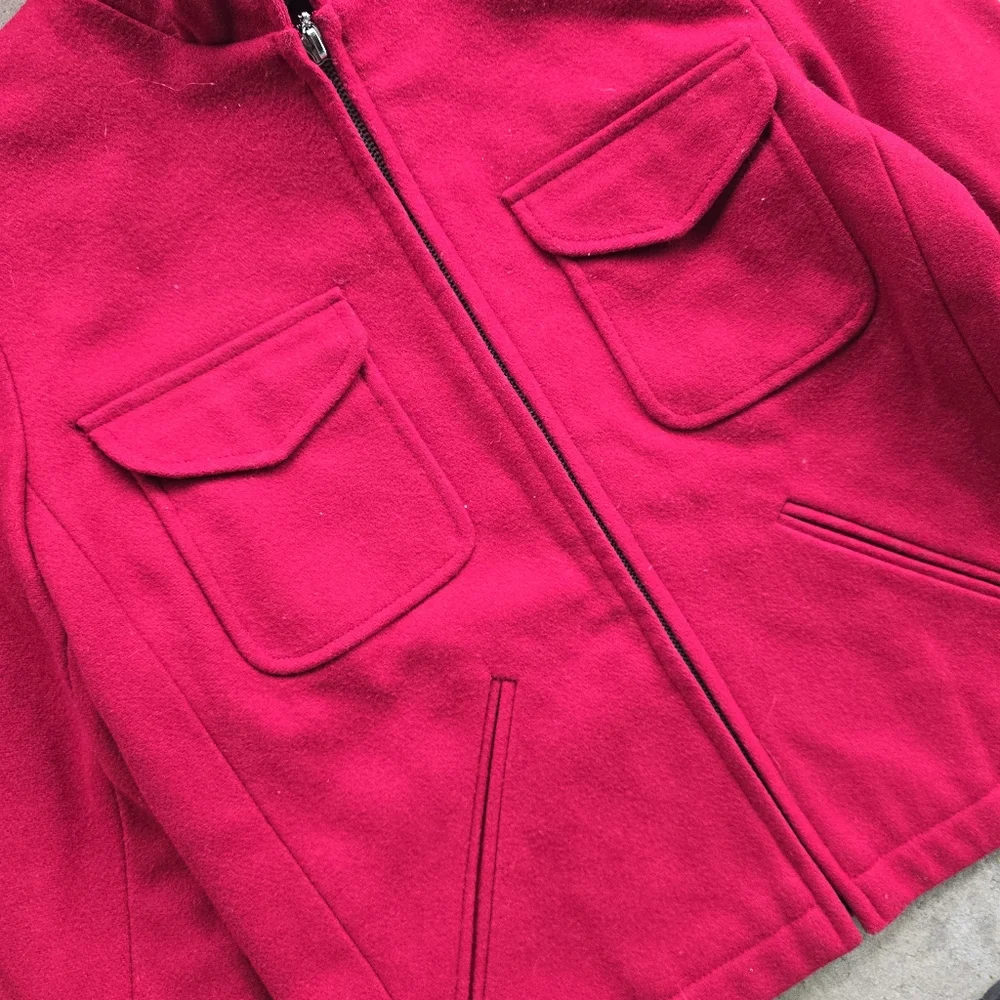 Vintage Y2K L.E.I. Wool Womens Hooded Chore Crop Jacket Clueless Indie Xs - Picture 3 of 3